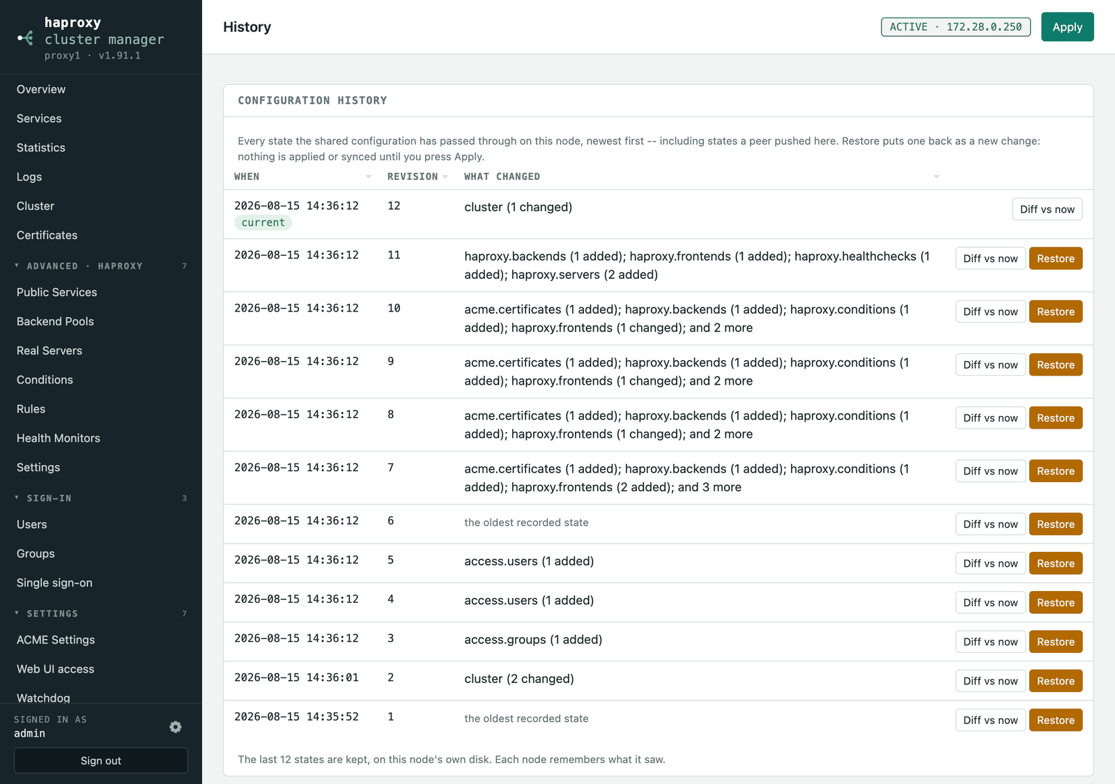 The History page